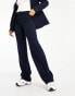 Фото #3 товара Pull&Bear pinstripe tailored trouser co-ord in navy blue