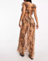 Фото #6 товара Miss Selfridge beach patchwork leoard frill cut out maxi dress