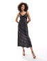 Miss Selfridge satin lace mix maxi slip dress in polka dot Schwarz mit Tupfen, 34 - фото #1