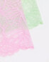 Фото #7 товара ASOS DESIGN Curve 2 pack deep waist lace thong pack in bubble gum & pistachio
