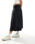 Фото #3 товара ASOS DESIGN poplin drop waist tie side maxi skirt in black