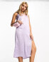 Фото #2 товара Heartbreak satin cami midi dress with side split in lilac ditsy floral print