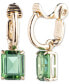 ფოტო #1 პროდუქტის Gold-Tone Color Rectangle Stone Charm Clip-On Huggie Hoop Earrings