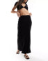 Фото #3 товара Miss Selfridge linen blend bias maxi skirt in black