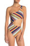 Фото #1 товара The Bikini Lab Funkytown Stripe One-Shoulder Swimsuit Sz. Medium 150067