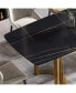 Фото #7 товара 63" Modern Artificial Stone Black Curved Golden Metal Leg Dining Table -6 People
