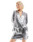 Фото #1 товара ASOS DESIGN longline double breasted blazer in silver