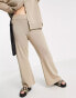 Pretty Lavish Curve knitted flared trouser co-ord in taupe