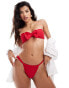 Miss Selfridge bow back high leg bikini bottom in red Красный, 36 - фото #3