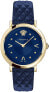 Фото #1 товара Versace Pop Chic Damenuhr Blaues Leder Gold Stahl Blaues Zifferblatt 36mm VEVD00319