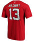 Men's Nico Hischier Red New Jersey Devils Team Authentic Stack Name and Number T-shirt