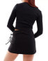 COLLUSION low rise wrap skort with tie detail in black