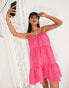 Фото #1 товара Lola May tiered cami mini smock dress in pink