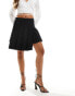 Фото #8 товара ASOS DESIGN tailored asymmetric pleated mini skirt in black