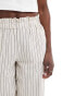 Vila linen touch pinstripe wide leg trousers in cream