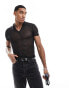 Фото #1 товара ASOS DESIGN muscle fit polo in black mesh