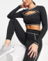 Фото #2 товара South Beach over lock stitch cut out long sleeve top in black
