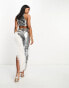 Starlet embellished asymmetric midi skirt co-ord in silver