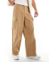 ASOS DESIGN loose fit cargo trouser with seam detail in tan Бежевый, W31 L32 - фото #1