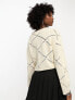 Noisy May pointelle wide neck jumper in cream M - фото #7