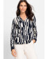 ფოტო #1 პროდუქტის Women's Long Sleeve Geo Print V-Neck T-Shirt