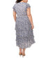 ფოტო #2 პროდუქტის Plus Size Printed Tiered Flutter-Sleeve Midi Dress