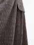 Topshop co-ord stripe linen wide leg pleated trouser in brown