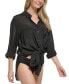 Фото #4 товара Women's Beach Button-Up Shirt Cover-Up