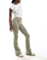 Bershka high waisted flared trousers in light khaki