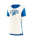 ფოტო #2 პროდუქტის Women's Cream/Blue Detroit Lions Wordmark Tri-Blend T-Shirt