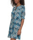 Women's Printed Elbow-Sleeve A-Line Dress