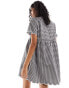 Фото #6 товара The Frolic bow detail gingham smock dress in black and white