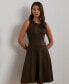 ფოტო #3 პროდუქტის Women's Buckle-Trim Herringbone Sleeveless Dress