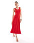 & Other Stories knitted midi dress with flare hem in red