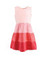 Big Girls Cotton Dresses, Ombre Coral Teal