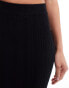 Pimkie ribbed split back midaxi skirt in black