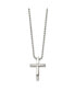ფოტო #2 პროდუქტის Brushed and Polished Cross Pendant on a Ball Chain Necklace