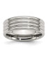 Stainless Steel Polished 8mm Grooved Band Ring