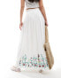 YAS Festival embroidered maxi boho skirt with tie waist in white - WHITE weiß, S - фото #6