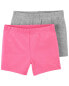 Kid 2-Pack Pink & Grey Shorts 6-6X