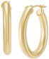 ფოტო #3 პროდუქტის Polished Tube Hoop Earrings in 14k Gold (25mm)