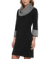 Фото #3 товара Women's Contrast-Trim Cowlneck Sweater Dress