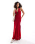 Miss Selfridge textured maxi dress in red Красный, M - EU 40-42 - фото #1