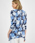 Фото #2 товара Petite Linear Garden Jacquard Printed 3/4-Sleeve Top, Created for Macy's