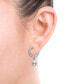 Cultured Freshwater Pearl (7mm) & Cubic Zirconia Dangle Huggie Hoop Earrings in Sterling Silver, Created for Macy's