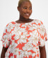 Фото #3 товара Plus Size Printed Boat-Neck Short-Sleeve Top, Created for Macy's