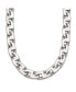 Stainless Steel Polished 24 inch Fancy Square Link Necklace