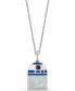 Фото #1 товара Wonder Fine Jewelry mother of Pearl, Sapphire, Garnet, & Diamond Accent R2D2 18" Pendant Necklace in Sterling Silver