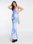 ASOS DESIGN cami bias maxi dress with large floral print in blue