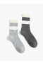 2'li Soket Çorap Seti Renk Bloklu Çok Renkli